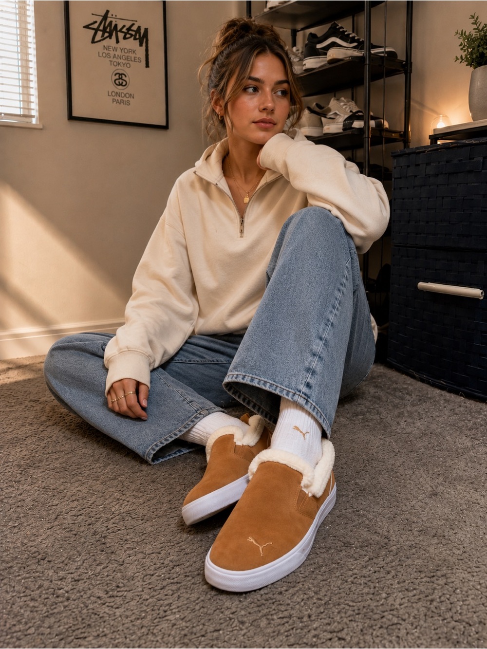 Puma Bari Comfort Shearling Women's Slip-On Sneakers